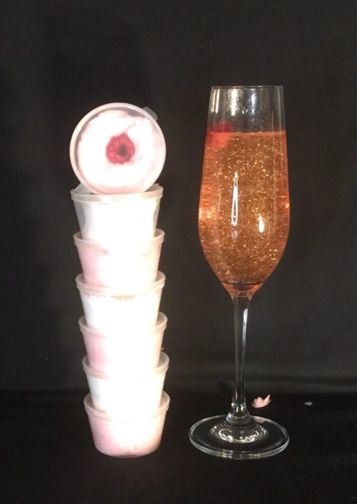 Glitter Drink Bombs + Raspberries Candy Floss Cakes